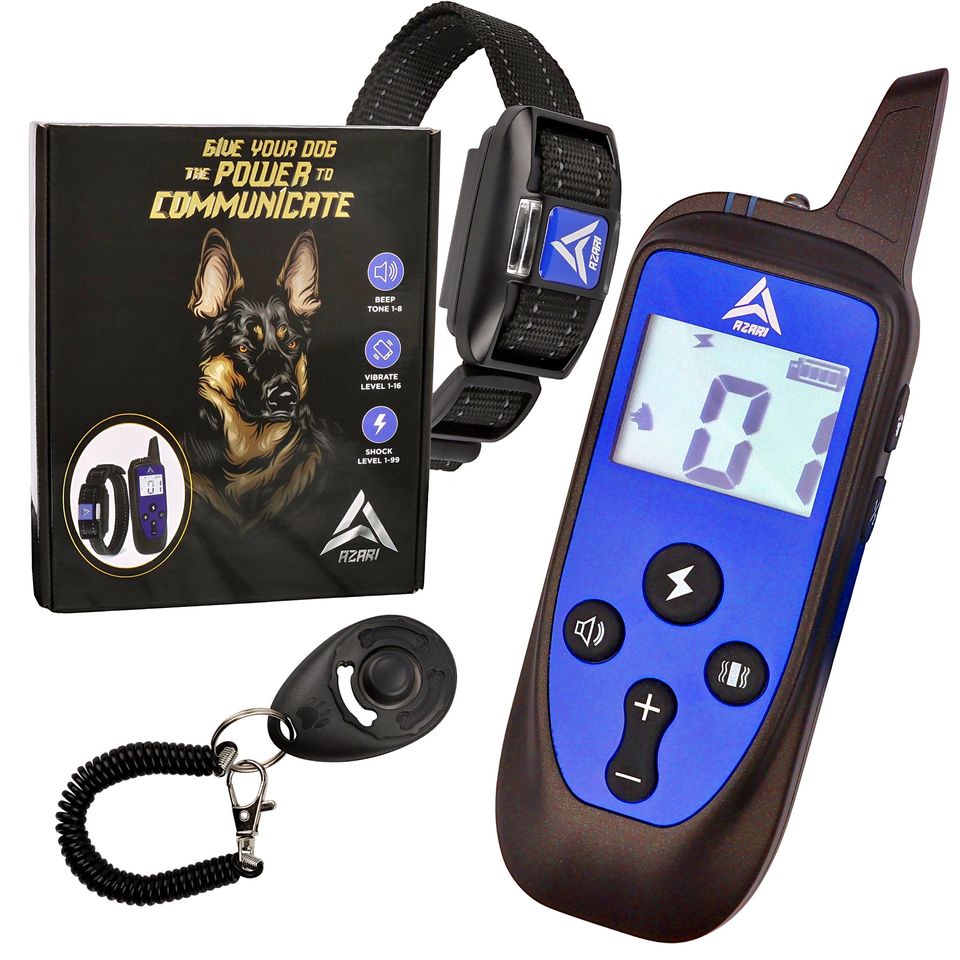 AZARI Dog Training Collar 4 Large medium Small Dogs with Remote & Clicker Shock Vibration Beep