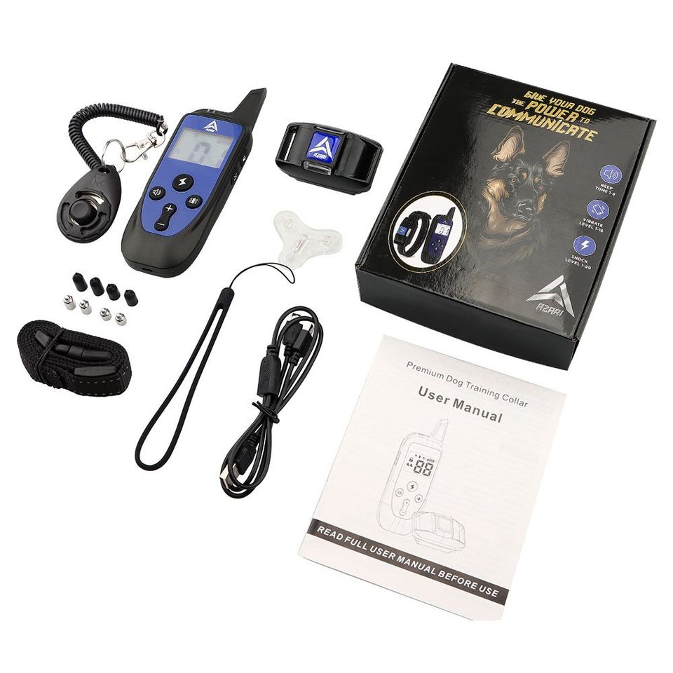 AZARI Dog Training Collar 4 Large medium Small Dogs with Remote & Clicker Shock Vibration Beep