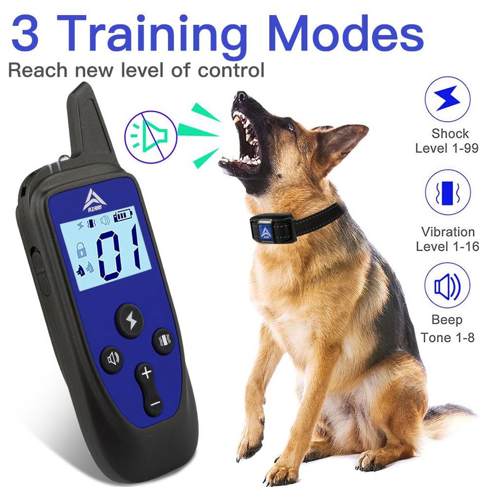 AZARI Dog Training Collar 4 Large medium Small Dogs with Remote & Clicker Shock Vibration Beep