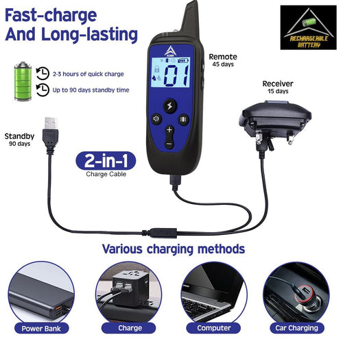 AZARI Dog Training Collar 4 Large medium Small Dogs with Remote & Clicker Shock Vibration Beep