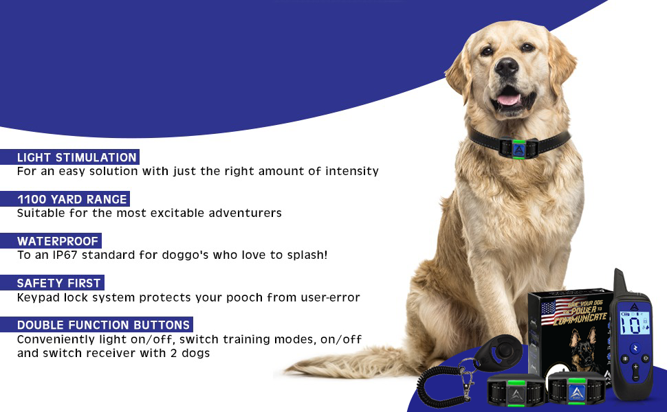 AZARI 2 Dog Training Collar 4 Large medium Small Dogs, 2 COLLARS & Clicker Shock Vibration Beep